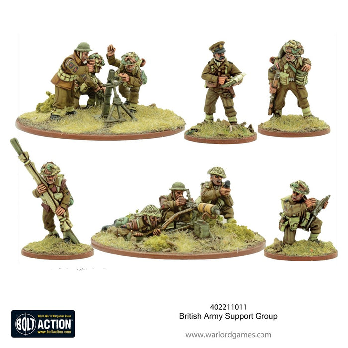 Bolt Action British Army Support Group (HQ, Mortar & MMG)