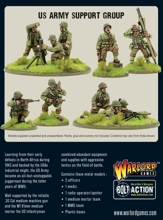 Bolt Action US Army Support Group (HQ, Mortar & MMG)