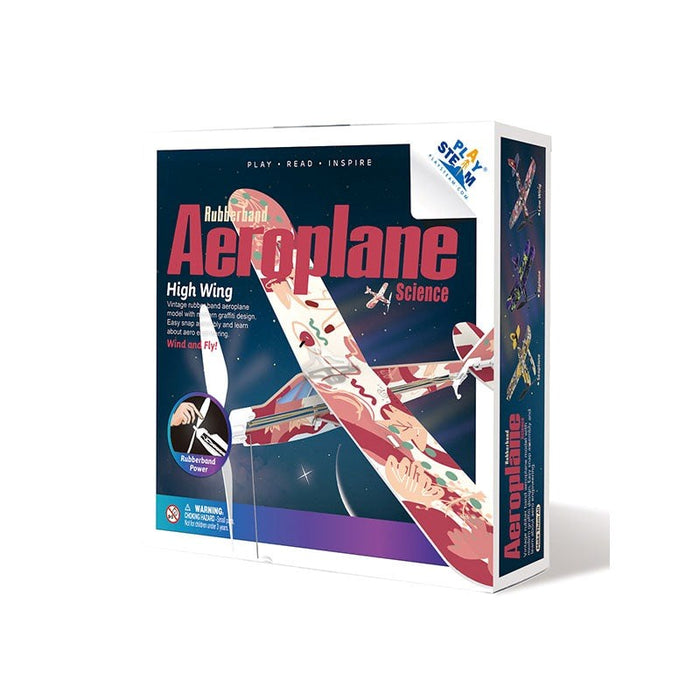 PlaySTEM XP04201C Rubber Band Aeroplane Science - High Wing