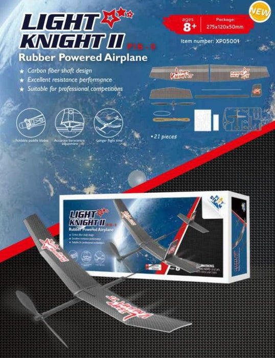 PlaySTEM XP05001 Light Knight II Rubber Powered Airplane