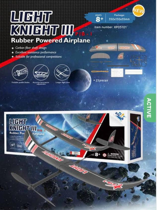 PlaySTEM XP05101 Light Knight III Rubber Powered Airplane