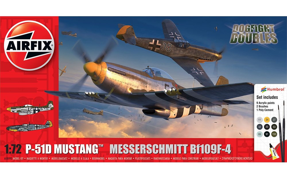 Airfix A50193 1:72 P51D Mustang Vs Bf109F-4 Dogfight Doubles