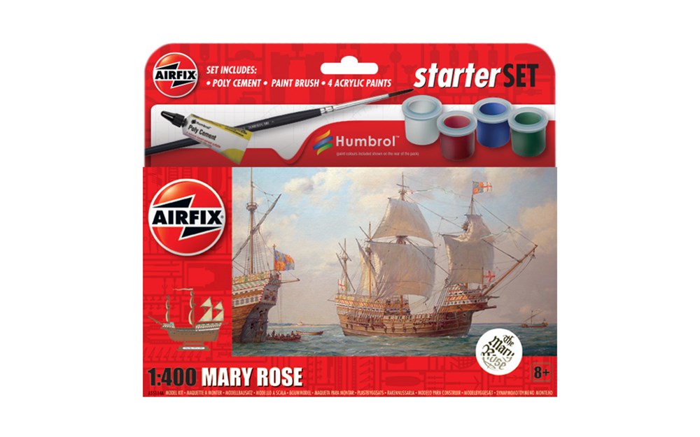 Airfix A55114A 1:400 Mary Rose - Small Starter Set - Potentially Faulty Paints/Glue (No guarantee on paint - Sold AS-IS)