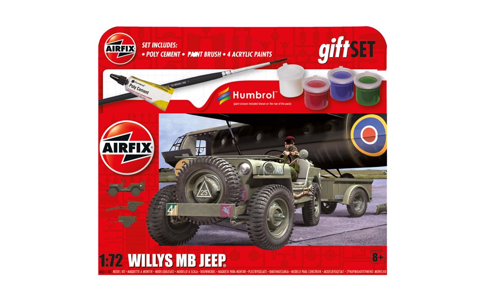 Airfix A55117A Gift Set - 1:72 Willys MB Jeep - Potentially Faulty Paints/Glue (No guarantee on paint - Sold AS-IS)