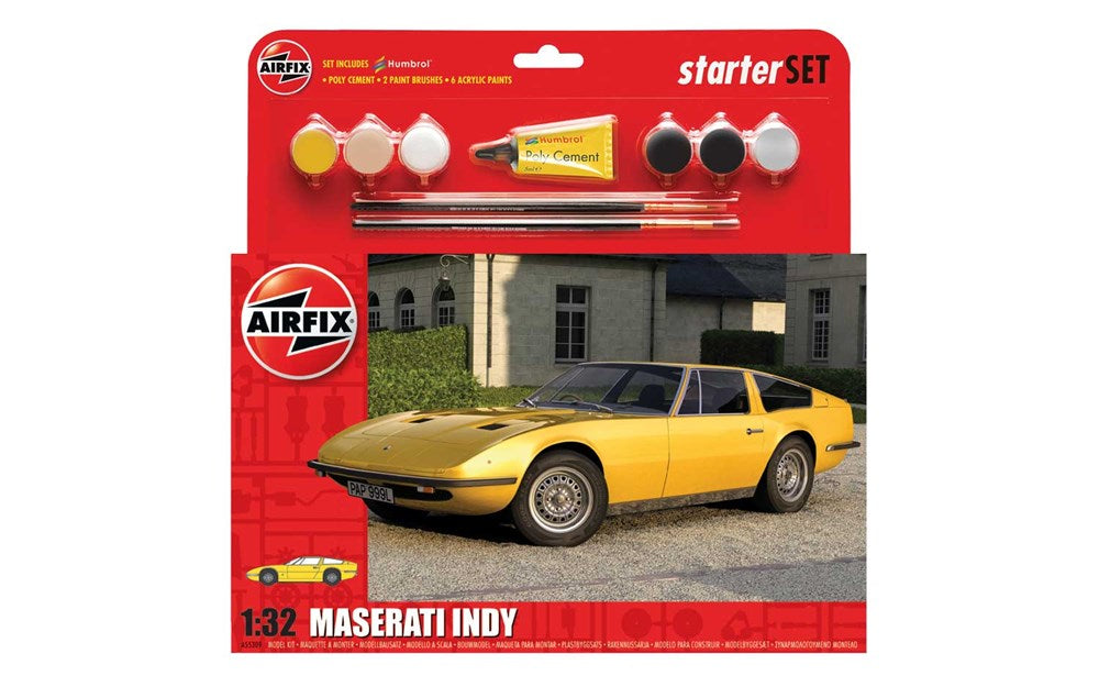 Airfix A55309 1:32 Maserati Indy - Large Starter Set - Potentially Faulty Paints/Glue (No guarantee on paint - Sold AS-IS)