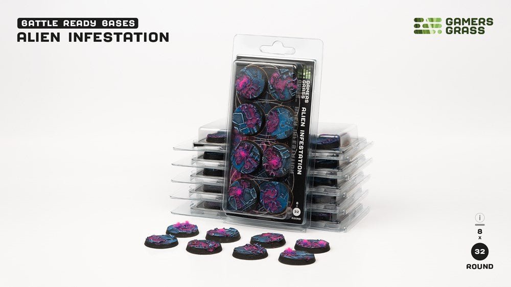 Gamers Grass Alien Infestation Bases - Round 32mm (x8)