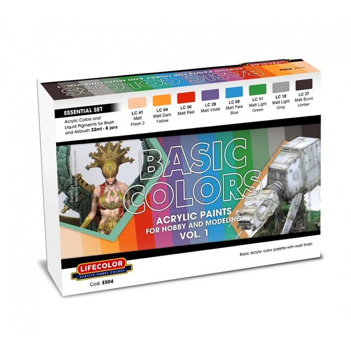 Lifecolor ES04 Basic Colours for Hobby & Modelling Vol. 1 (8 pk - 22ml)