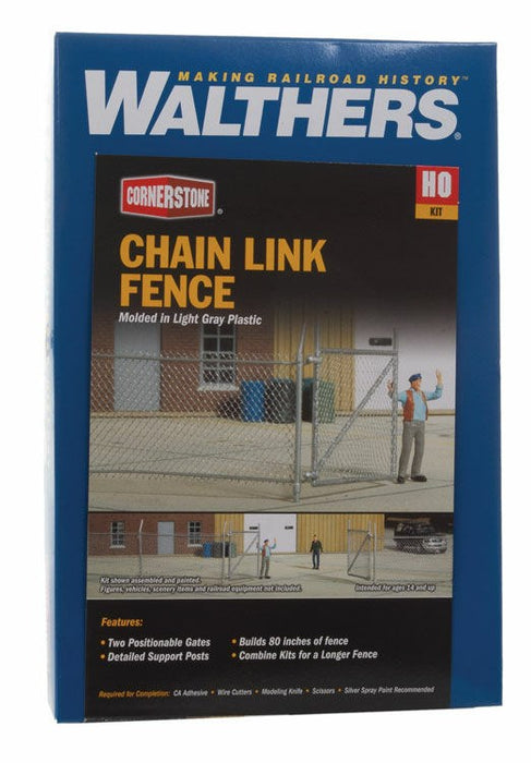 Walthers Cornerstone 933-3125 HO Chain-Link Fence Kit - Up to 2 Gates - (Scale Length: Approximately 203cm)