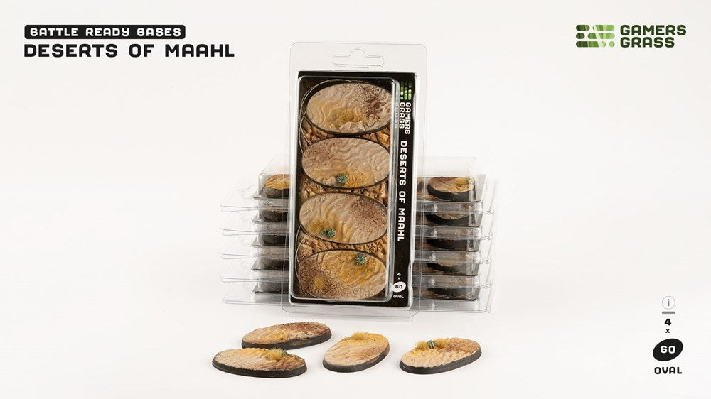 Gamers Grass Deserts of Maahl Bases - Oval 60mm (x4)