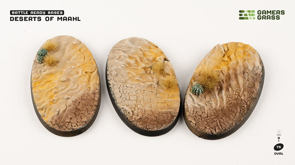 Gamers Grass Deserts of Maahl Bases - Oval 75mm (x3)