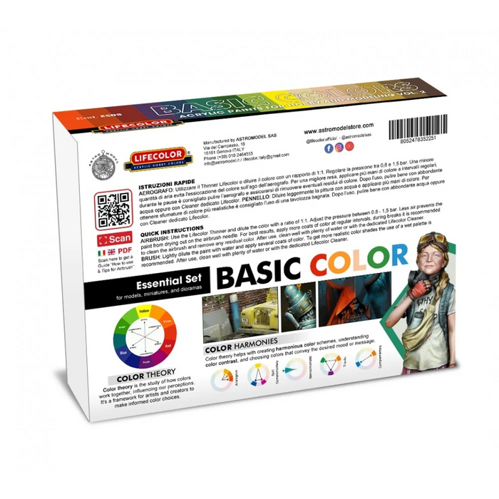 Lifecolor ES05 Basic Colours for Hobby & Modelling Vol. 2 (8 pk - 22ml)