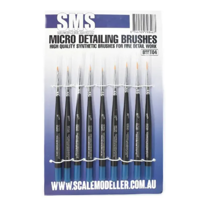 Scale Modellers Supply Micro Detailing Brush Set (Synthetic) 9pc