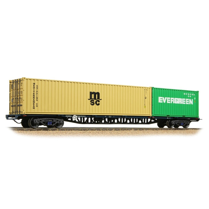 Bachmann Branchline [OO] 38-628B BR FFA Inner Flat in BR Blue (TOPS), 20ft & 40ft ISO Containers