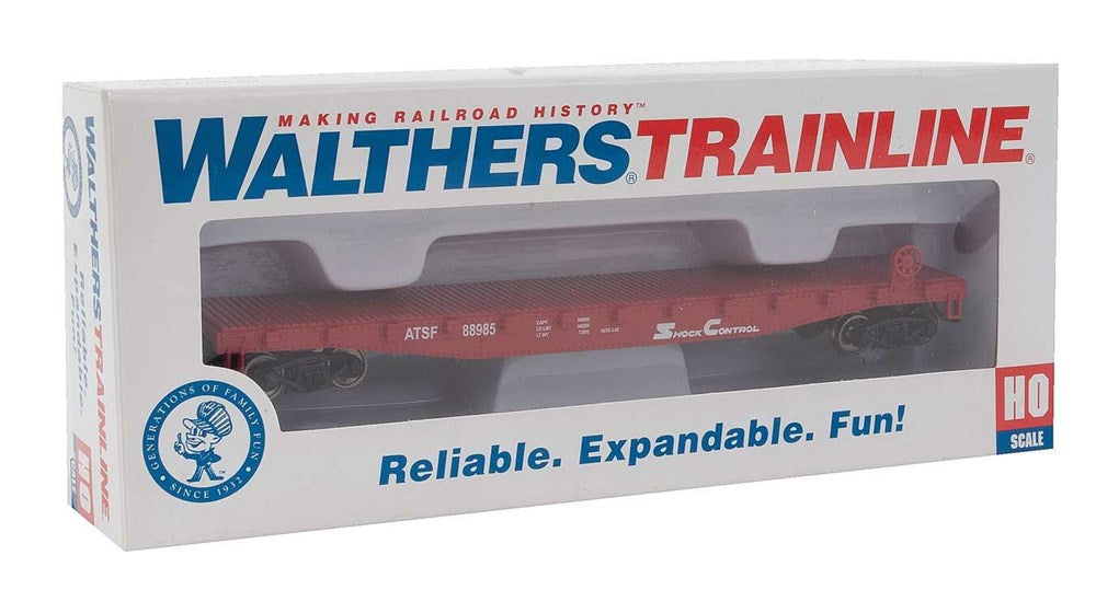Walthers Trainline 931-1605 HO Flatcar - ATSF No.88985 (red and white)