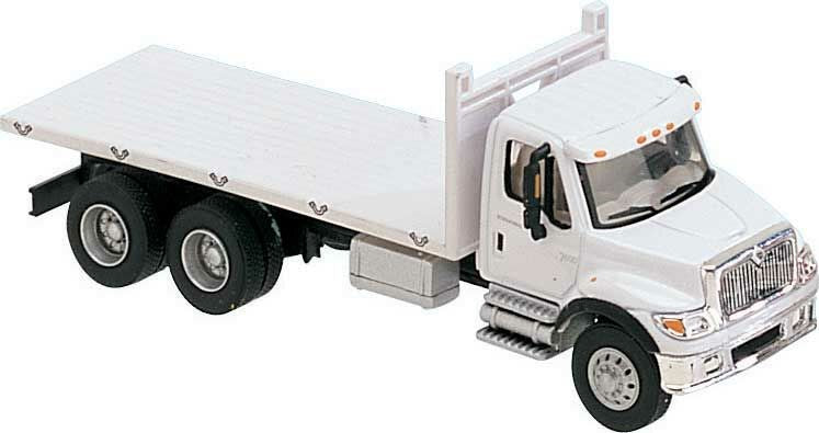 Walthers SceneMaster 949-11650 HO International(R) 7600 3-Axle Flatbed Truck - Assembled - White with Railroad Maintenance-of-Way Logo Decals