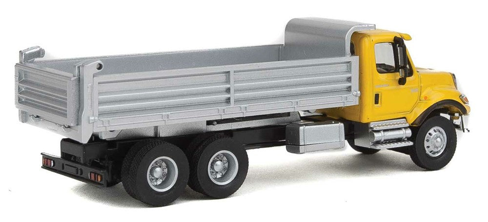 Walthers SceneMaster 949-11663 HO International(R) 7600 3-Axle Heavy-Duty Dump Truck - Assembled - Yellow Cab, Silver Dump Body