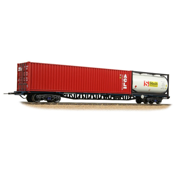 Bachmann Branchline [OO] 38-628C BR FFA Inner Flat in BR Blue (TOPS), 40ft & Tank ISO Containers
