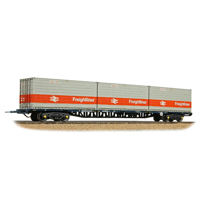 Bachmann Branchline [OO] 38-626A BR FFA Inner Flat in BR Blue, 3 x Type L Freightliner Containers