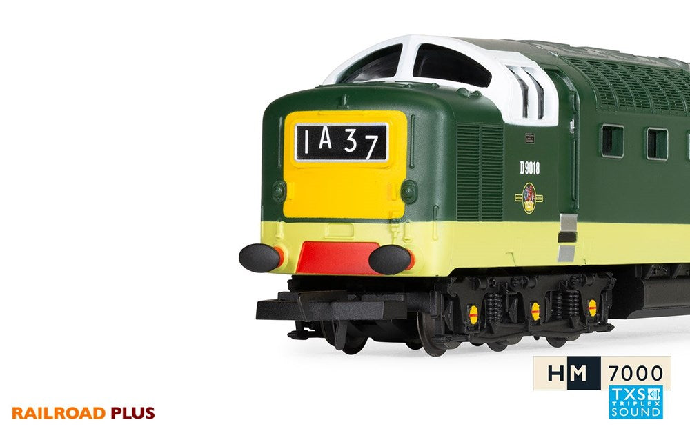 Hornby R30048TXS OO RailRoad Plus BR, Class 55, Deltic, Co-Co, D9018 ?Ballymoss?- Era 5 (TXS Sound Fitted)