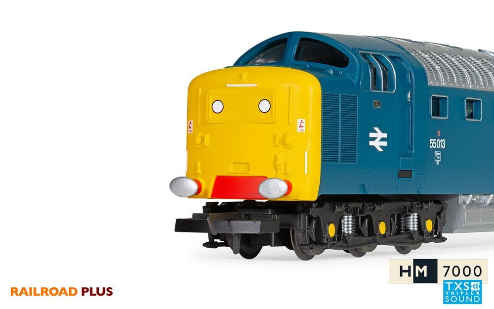 Hornby R30049TXS OO RailRoad Plus BR, Class 55, Deltic, Co-Co, 55013 ?The Black Watch? - Era 7 (TXS Sound Fitted)