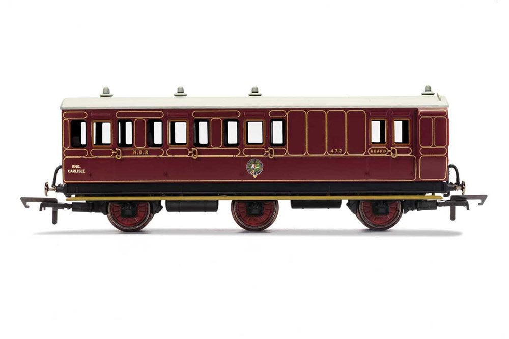 Hornby R40142 OO NBR 6 Wheel Coach Unclassed (Brake 3rd) Coach Fitted Lights 472 - Era 2