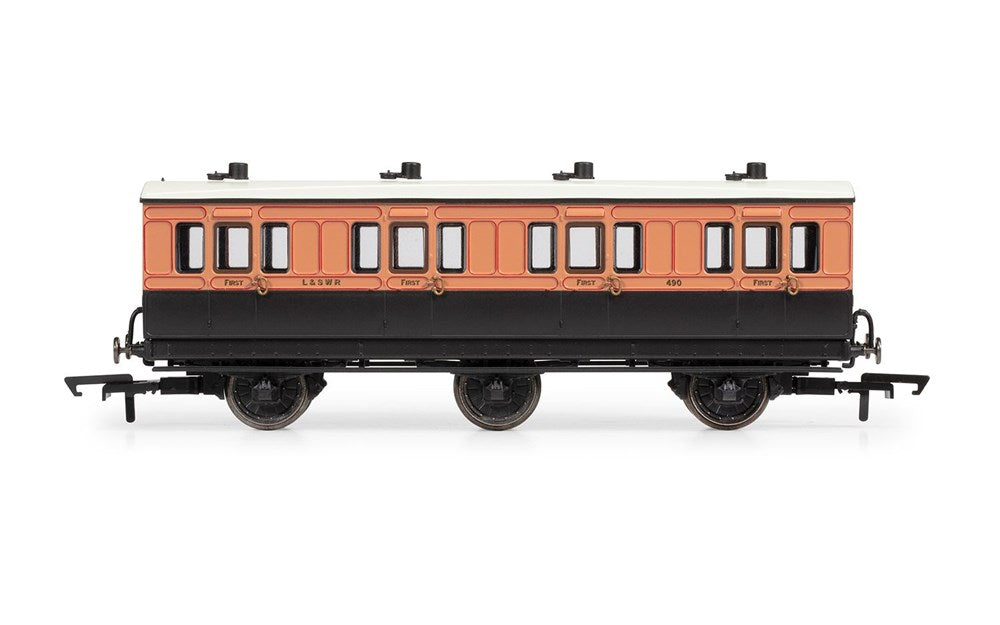 Hornby R40289 OO LSWR, 6 Wheel Coach, 1st Class, 490 - Era 2