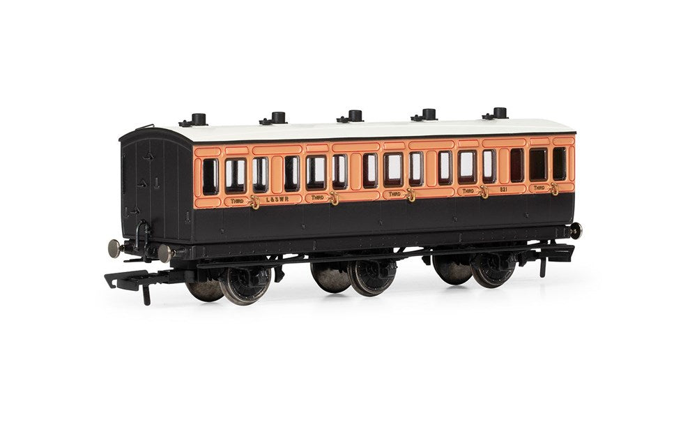 Hornby R40291 OO LSWR, 6 Wheel Coach, 3rd Class, 821 - Era 2