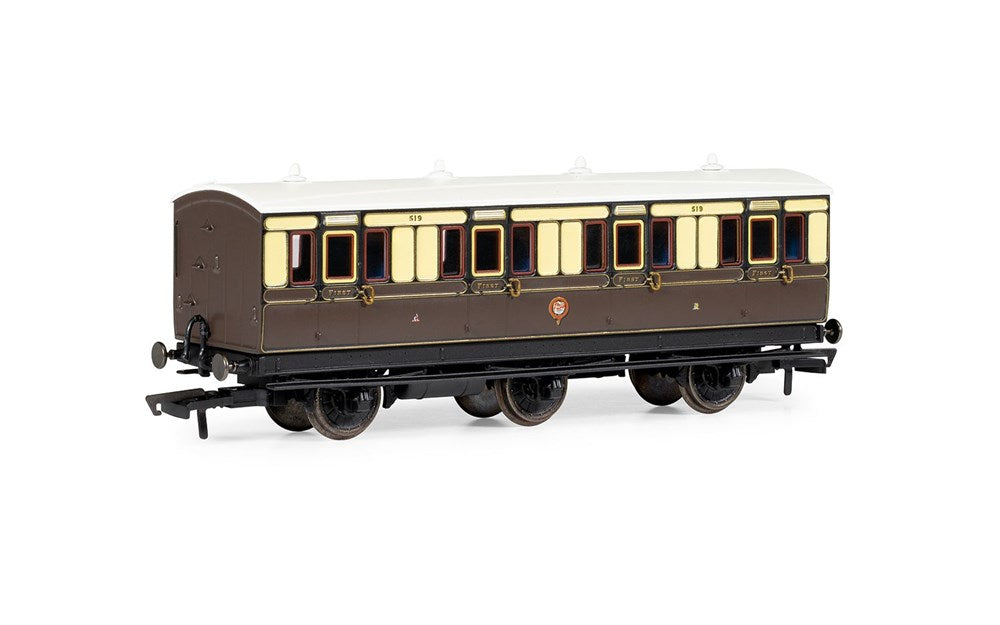 Hornby R40304 OO GWR, 6 Wheel Coach, 1st Class, 519 - Era 2/3