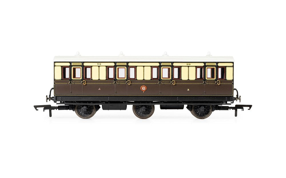 Hornby R40304 OO GWR, 6 Wheel Coach, 1st Class, 519 - Era 2/3