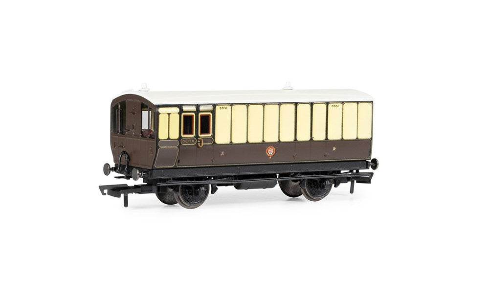 Hornby R40310 OO GWR, 4 Wheel Coach, Passenger Brake, 505 - Era 2/3