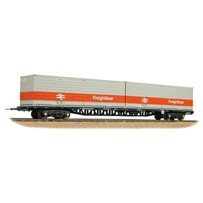 Bachmann Branchline [OO] 38-626C BR FFA Inner Flat in BR Blue, 2 x Type N Freightliner Containers