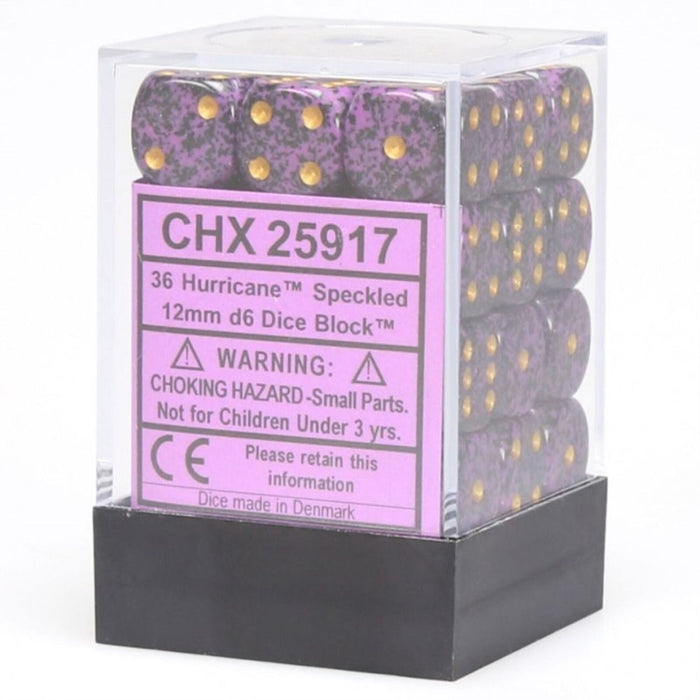 Chessex CHX-25917 Speckled 12mm d6 Hurricane Block (36)