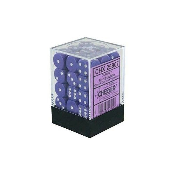 Chessex CHX-25807 Opaque 12mm d6 Purple/White Block (36)