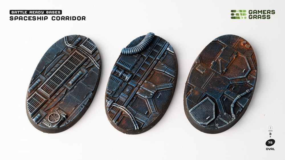 Gamers Grass Spaceship Corridor Bases - Oval 75mm (x3)