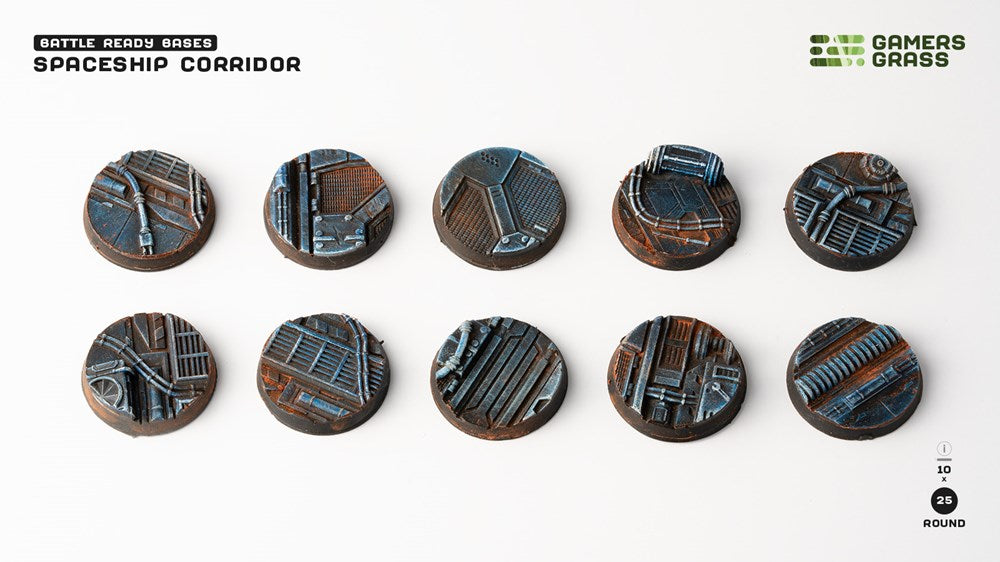 Gamers Grass Spaceship Corridor Bases - Round 25mm (x10)