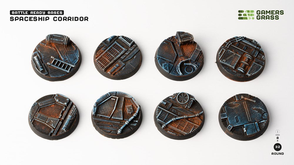 Gamers Grass Spaceship Corridor Bases - Round 32mm (x8)