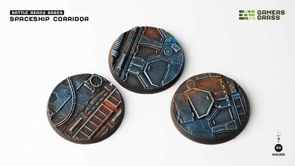 Gamers Grass Spaceship Corridor Bases - Round 50mm (x3)