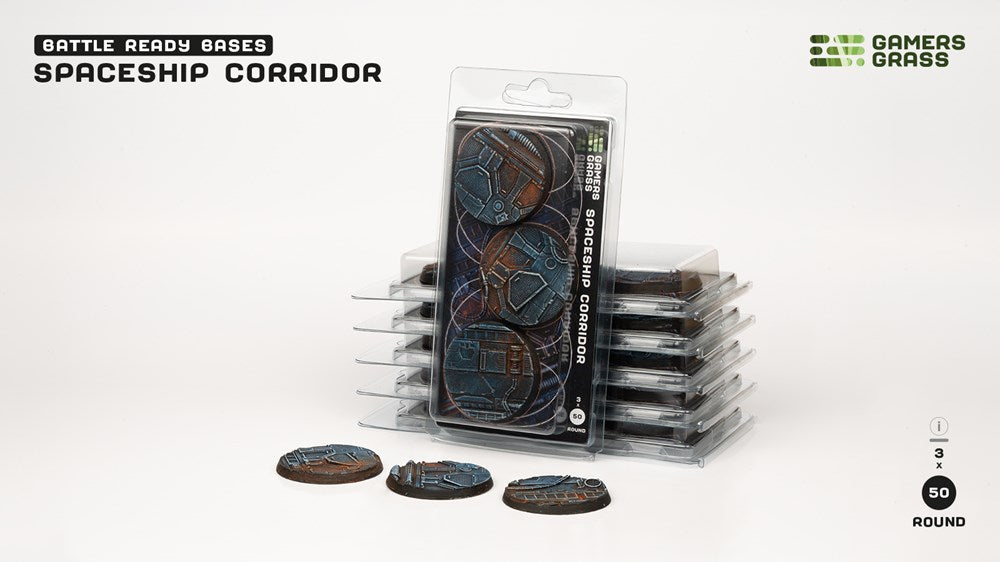 Gamers Grass Spaceship Corridor Bases - Round 50mm (x3)