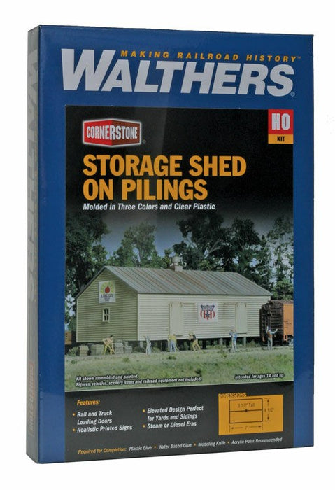 Walthers Cornerstone 933-3529 HO Storage Shed on Pilings Kit