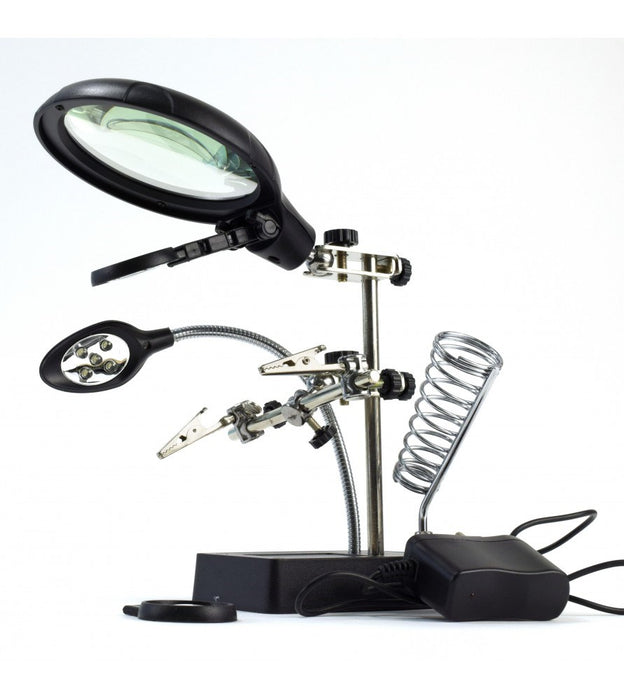 Artesania 27022-3 Third Hand with 3 Magnifying Glasses and 5 LED Lights
