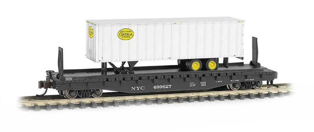 Bachmann USA 16753 [N] 52'6" Flat Car NYC with 35' New York Central trailer