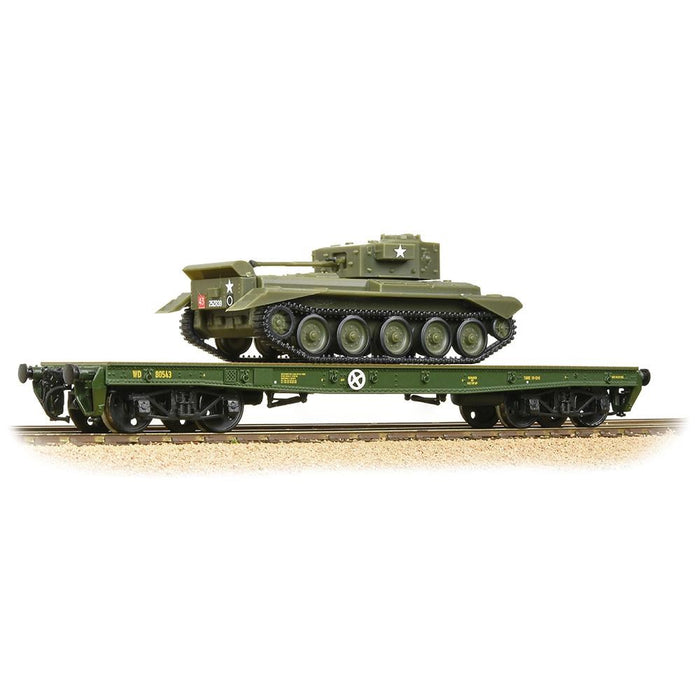 Branchline [OO] 38-726 WD 50T 'Warflat' Bogie Wagon WD Bronze Grn Cromwell MK4 Tank
