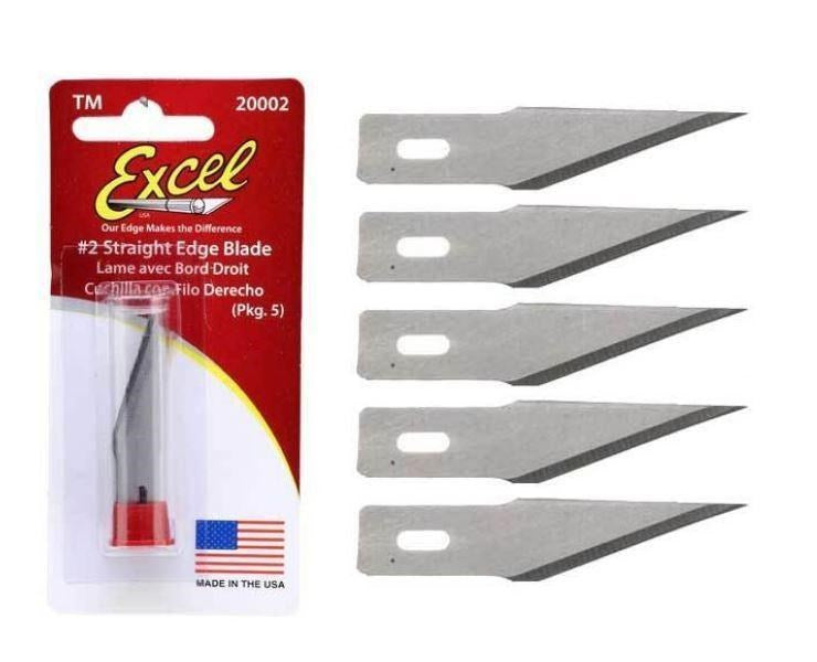 Excel 20002 No 2 Long Straight Edge Knife Blades 5pc