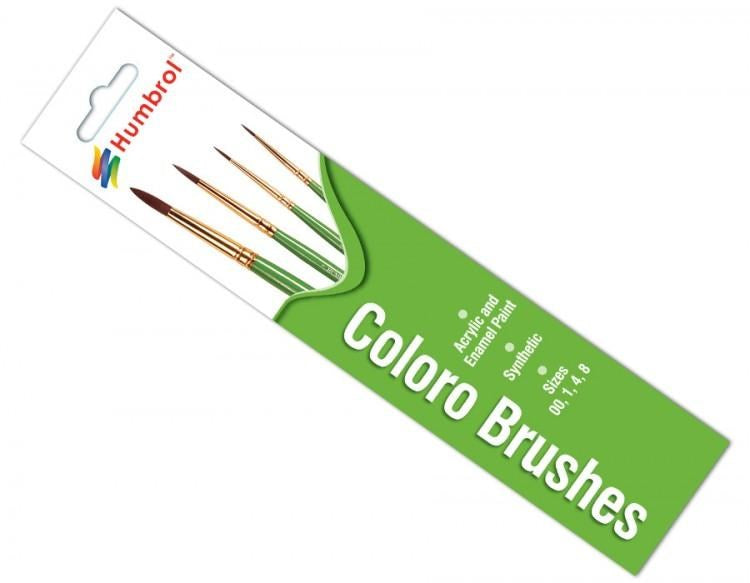 Humbrol AG4050 Coloro Brush Set sizes 00 1 4 8