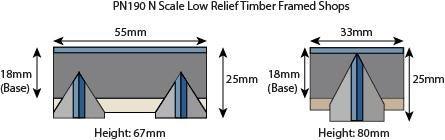 Metcalfe PN190 [N] Low Relief Timber Framed Shops Kit