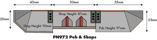 Metcalfe PN972 [N] Low Relief Pub & Shops Kit