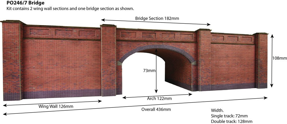 Metcalfe PO246 [OO] Railway Bridge in Red Brick