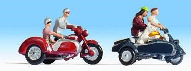 Noch 15905 HO Motor Bikes with Side Car 4 + accessories