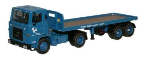 Oxford 76SC110001 1:76 Scania 110 Flatbed Trailer Blue