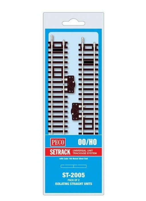 Peco ST-2005 OO Setrack Isolating Standard Straight & Switch Pack (Code100) Pack of 2